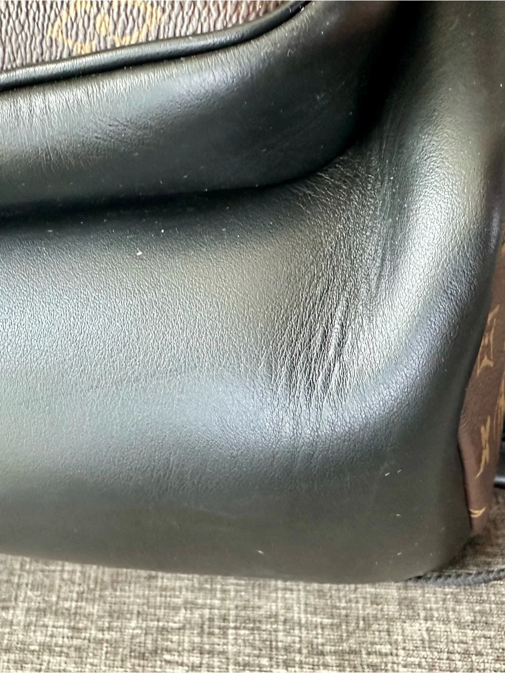 Louis Vuitton Brown Monogram Canvas Backpack with Black Trim